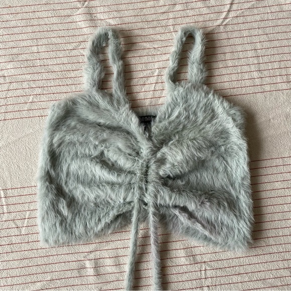 Fuzzy Gray Crop Top - Picture 1 of 6